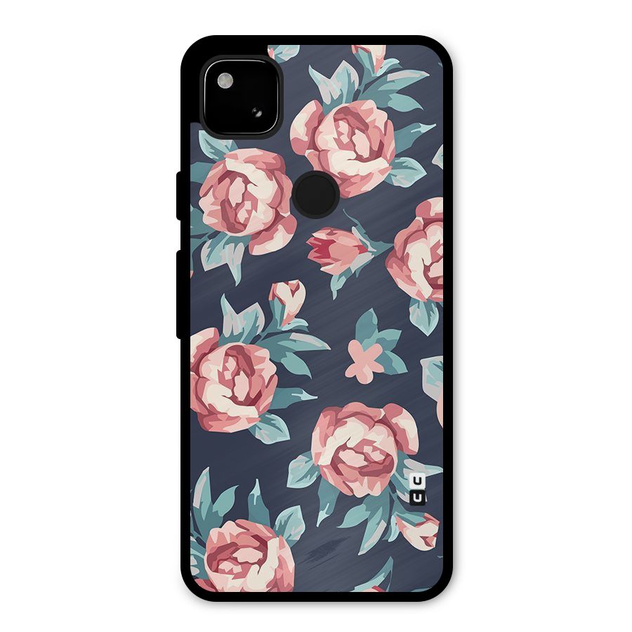 Flowers Painting Metal Back Case for Google Pixel 4a