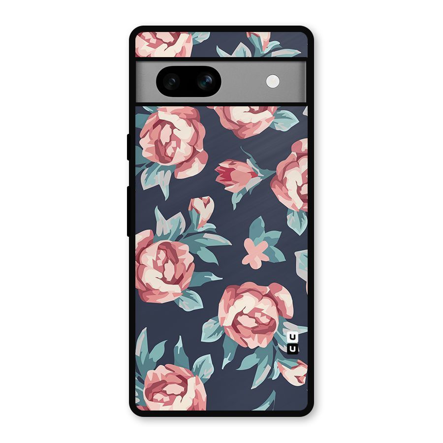 Flowers Painting Metal Back Case for Google Pixel 7a
