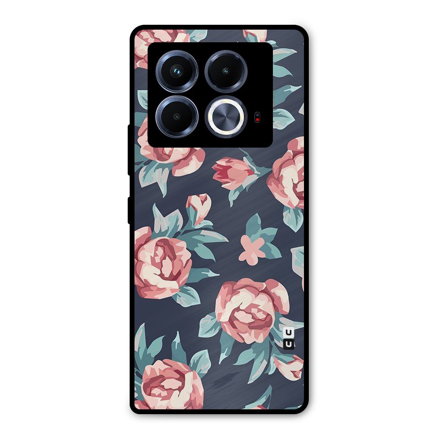 Flowers Painting Metal Back Case for Infinix Note 40 5G