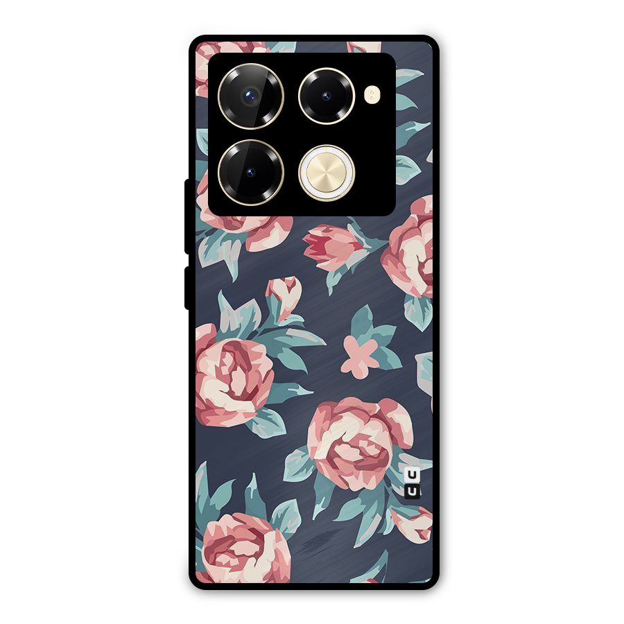 Flowers Painting Metal Back Case for Infinix Note 40 Pro Plus