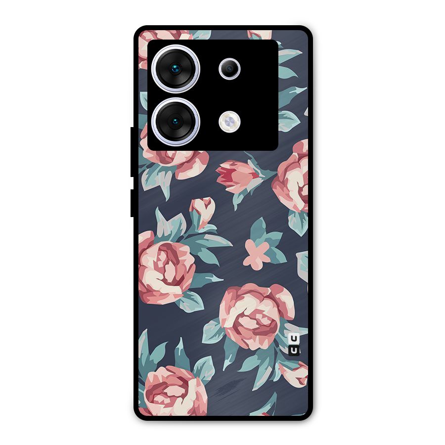 Flowers Painting Metal Back Case for Infinix Zero 30 5G