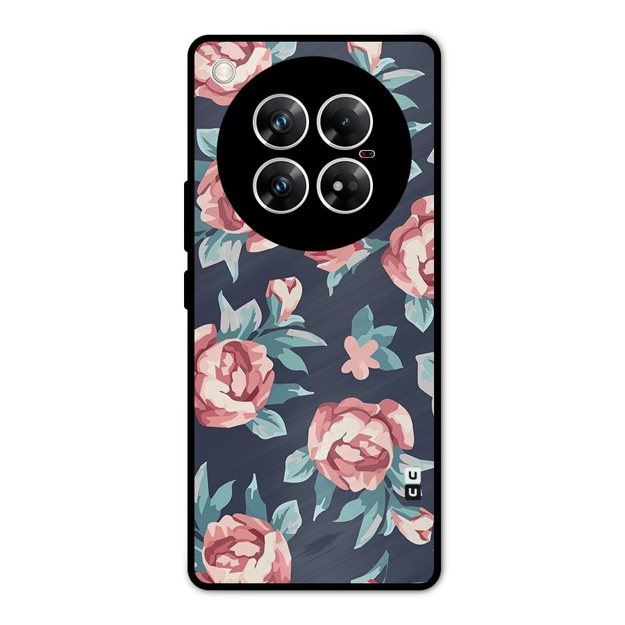 Flowers Painting Metal Back Case for Infinix Zero 40 5G
