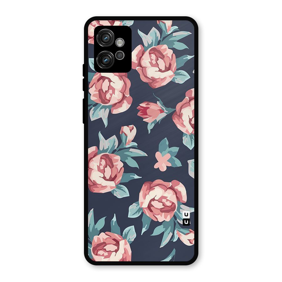 Flowers Painting Metal Back Case for Moto G32