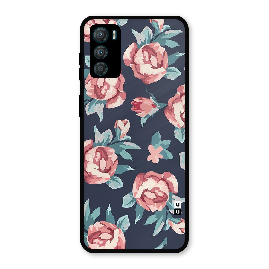 Flowers Painting Metal Back Case for Moto G42
