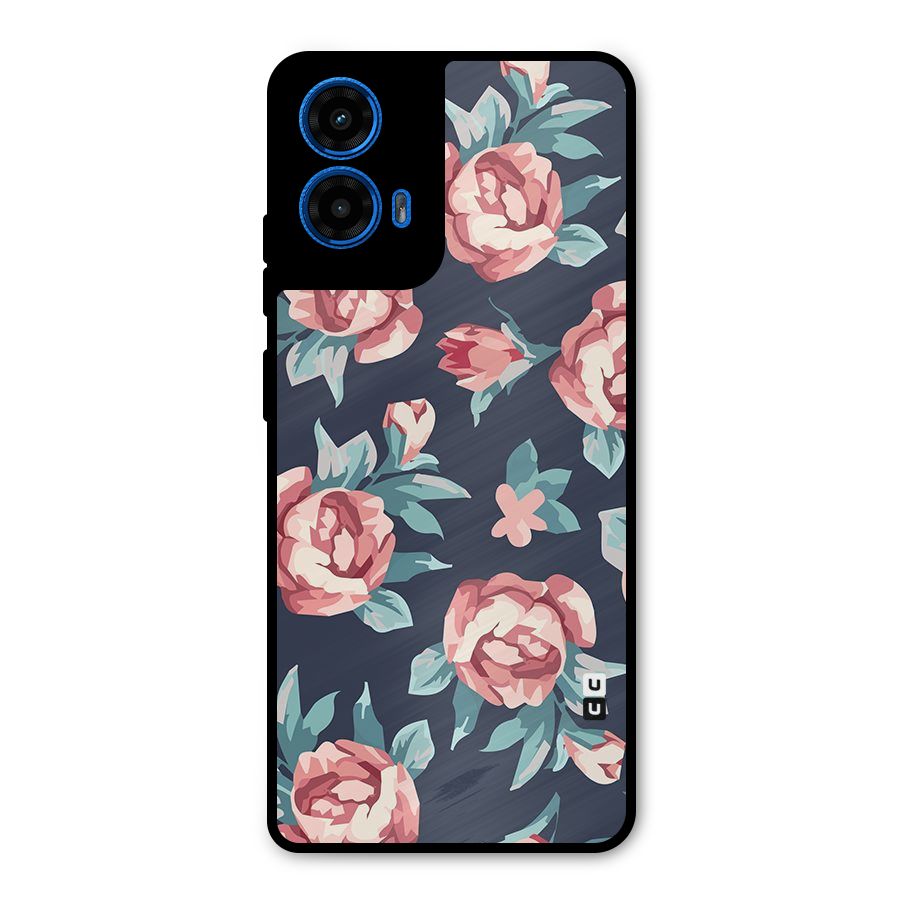 Flowers Painting Metal Back Case for Moto G45