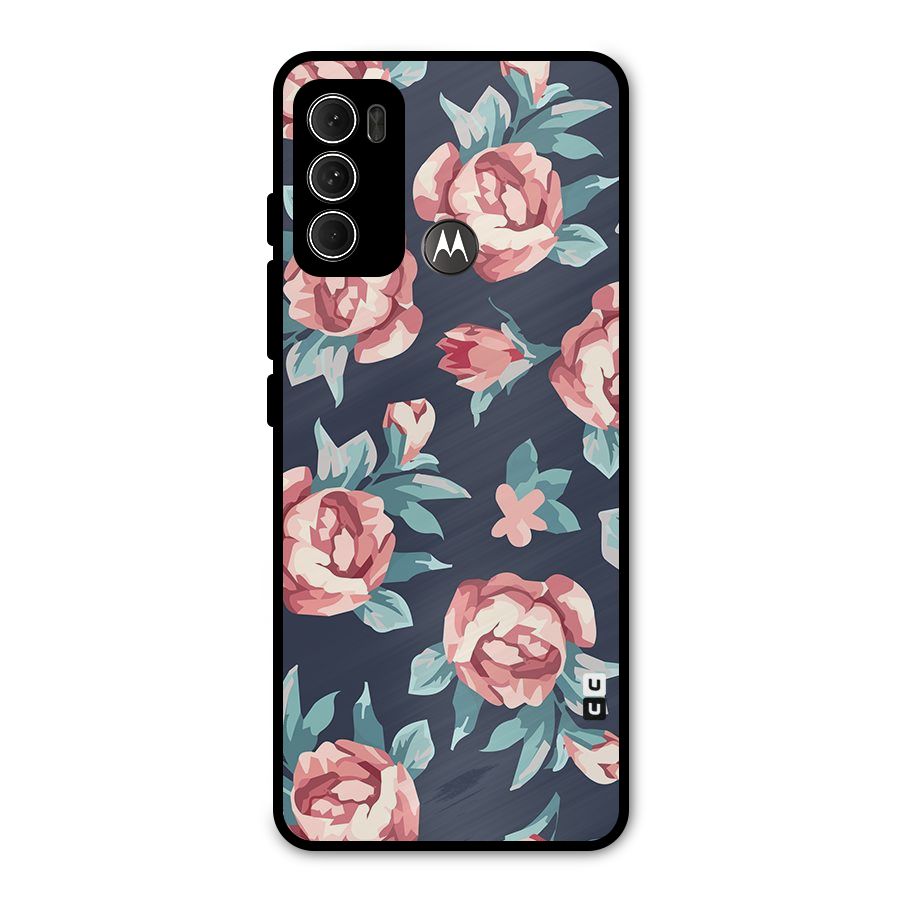 Flowers Painting Metal Back Case for Moto G60