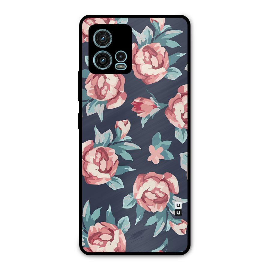 Flowers Painting Metal Back Case for Moto G72
