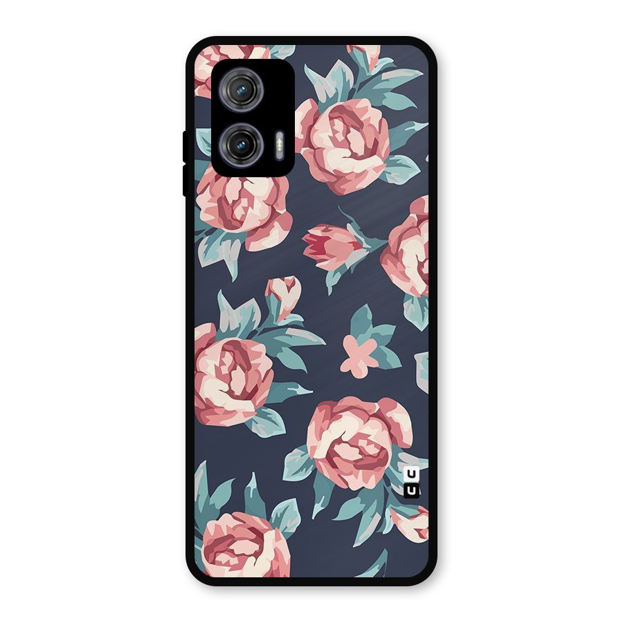 Flowers Painting Metal Back Case for Moto G73