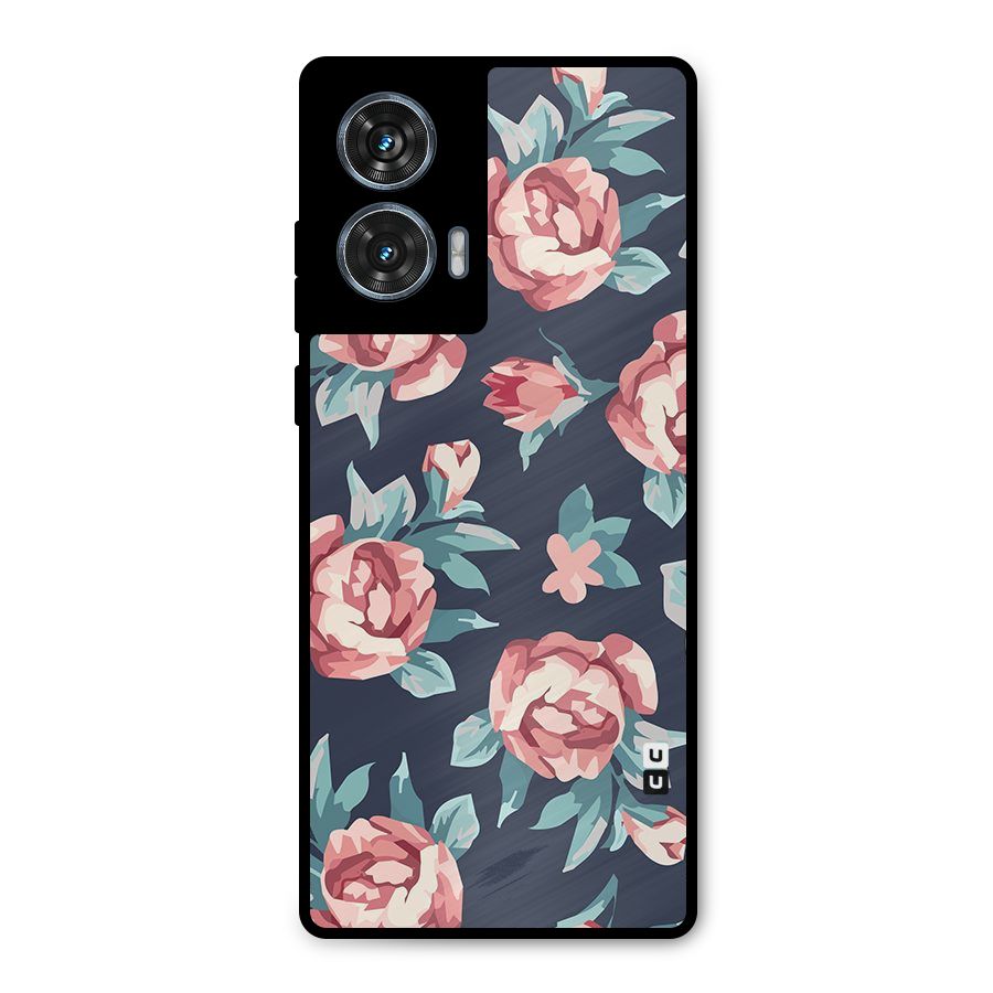 Flowers Painting Metal Back Case for Motorola Edge 50 Fusion