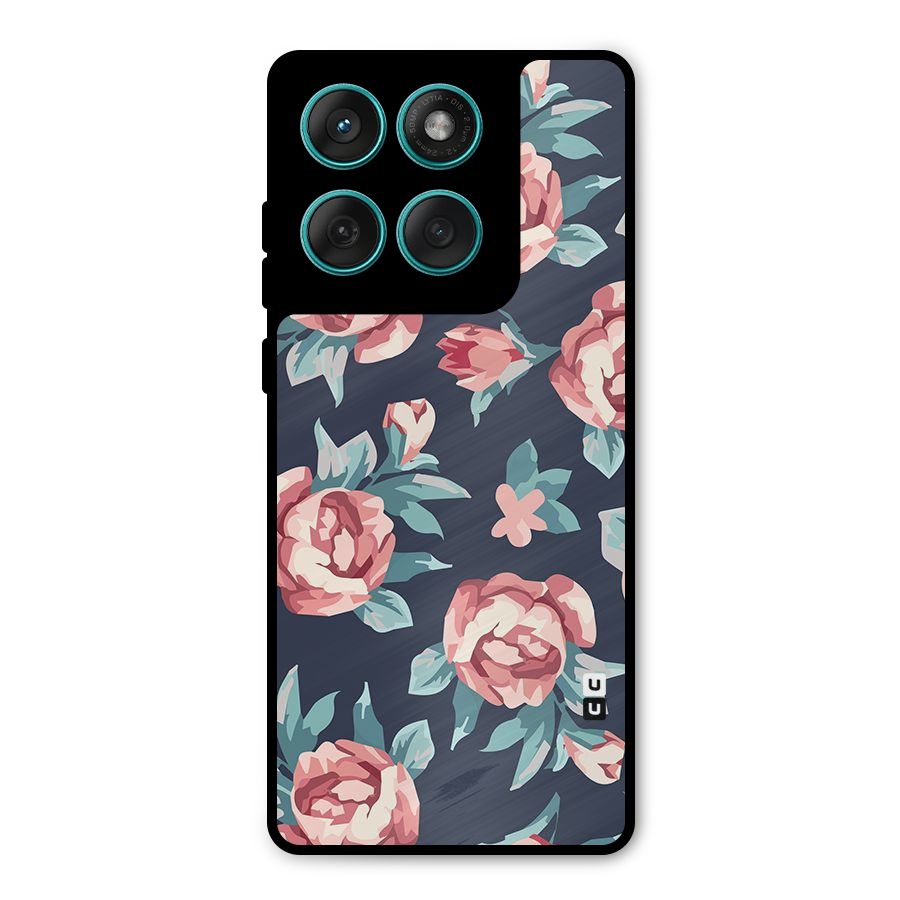 Flowers Painting Metal Back Case for Motorola Edge 60