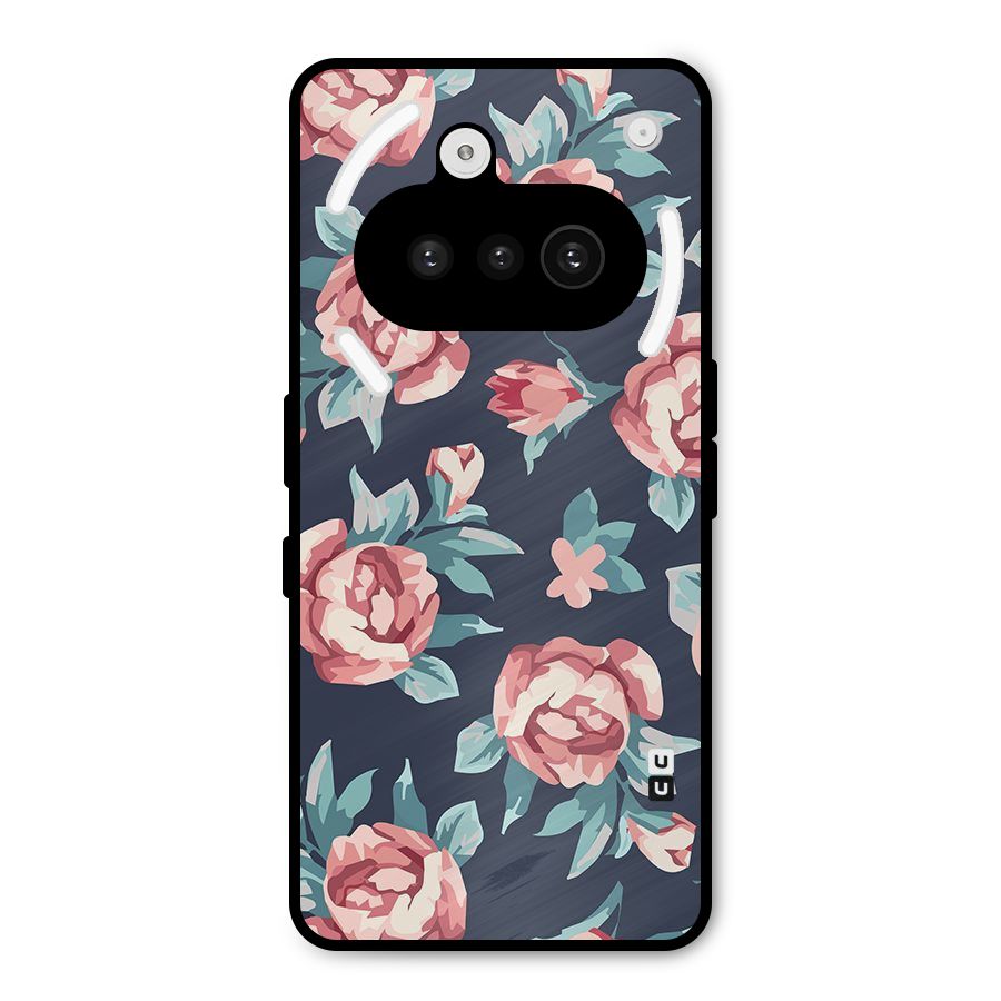 Flowers Painting Metal Back Case for Nothing Phone 3a