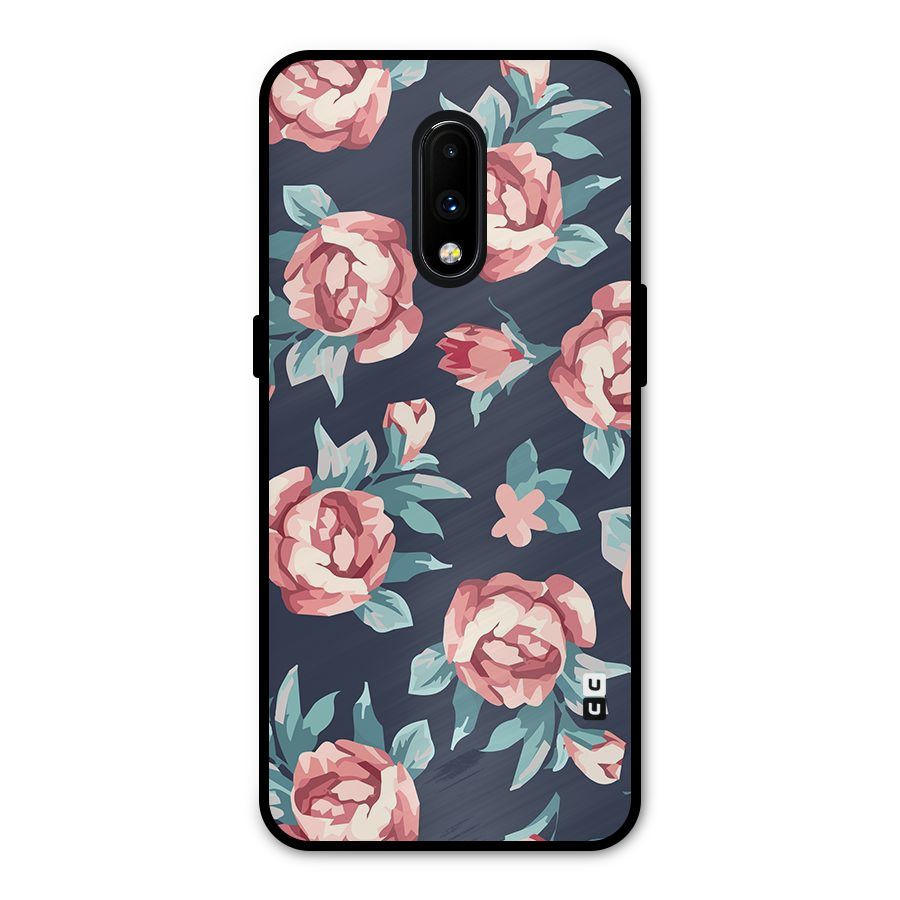 Flowers Painting Metal Back Case for OnePlus 7