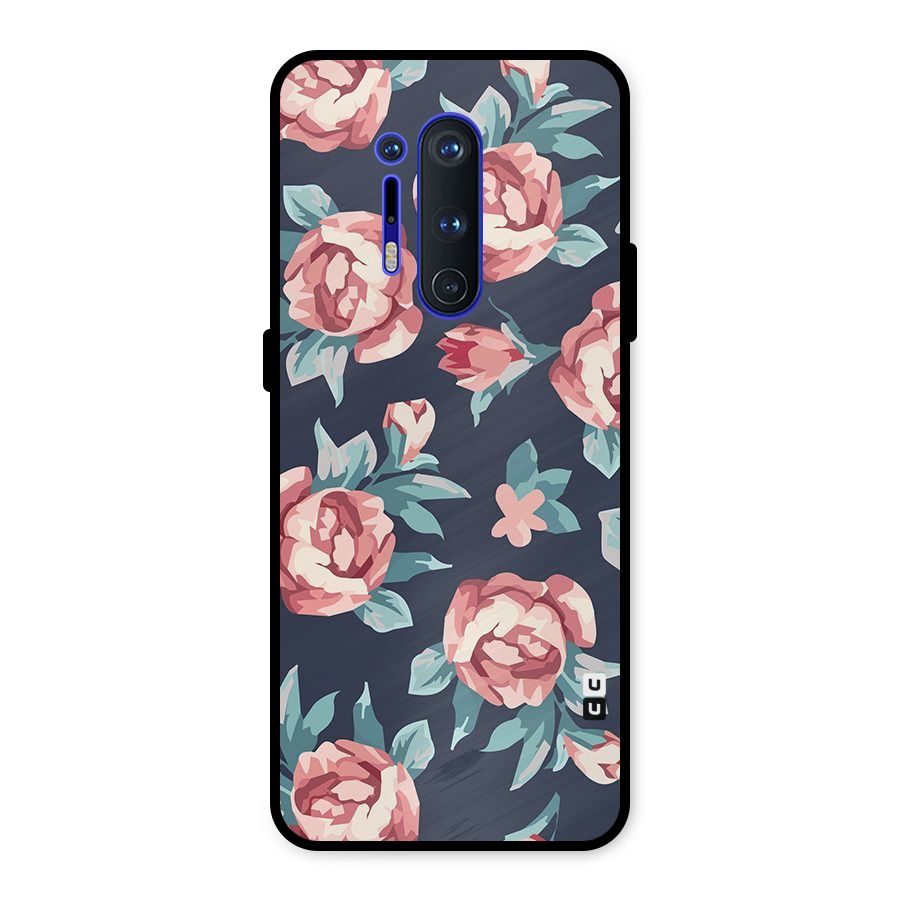 Flowers Painting Metal Back Case for OnePlus 8 Pro