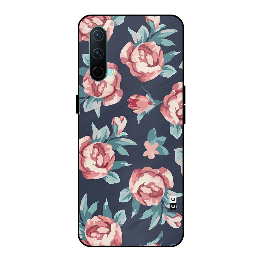 Flowers Painting Metal Back Case for OnePlus Nord CE 5G