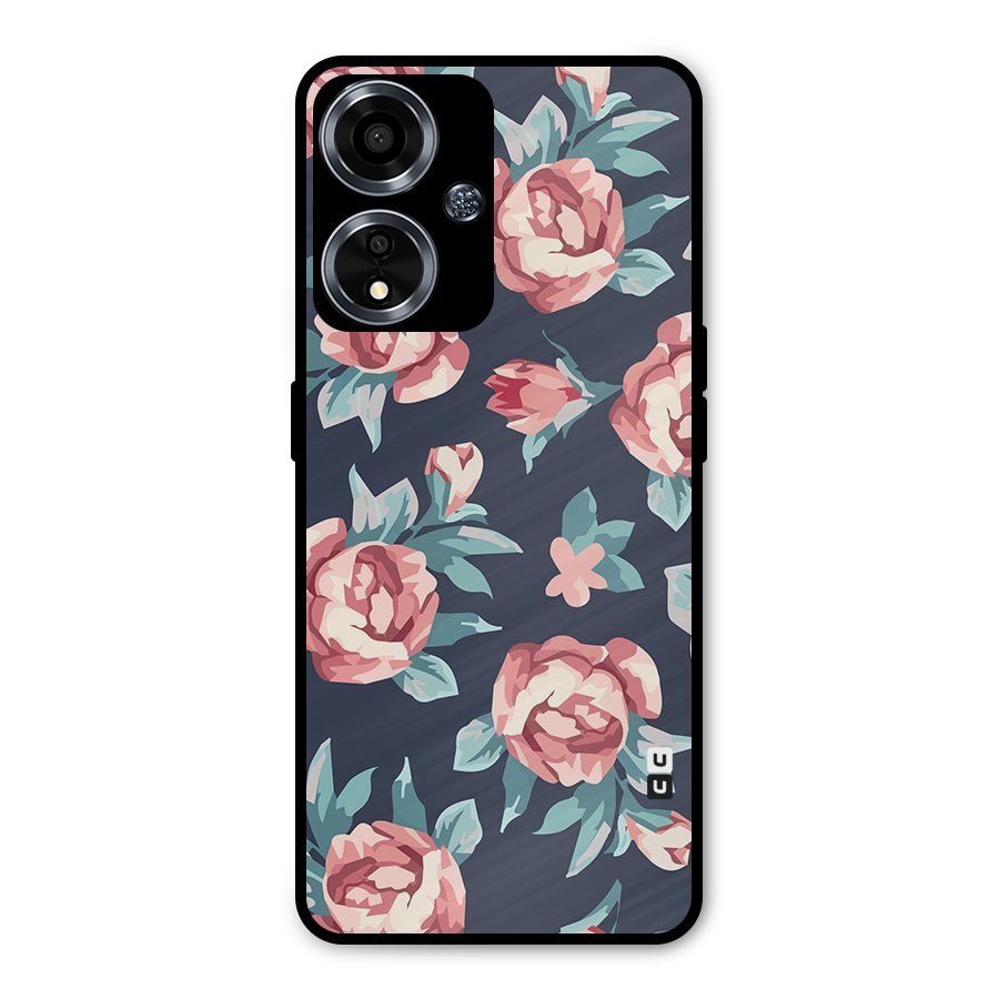 Flowers Painting Metal Back Case for Oppo A59