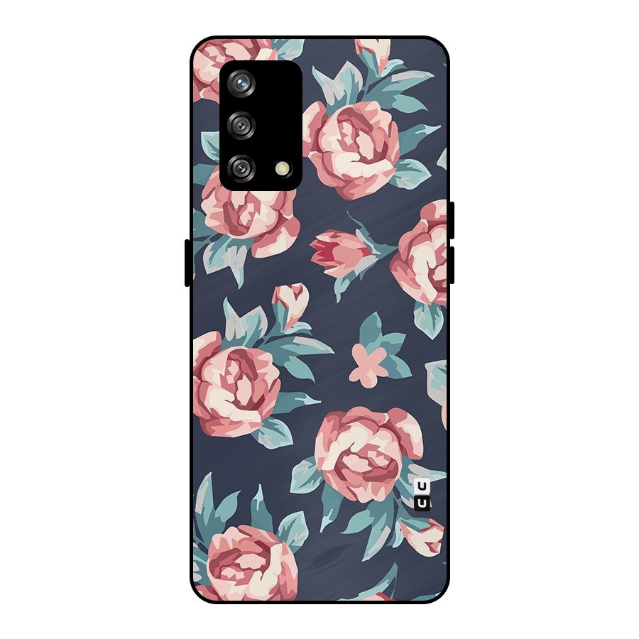 Flowers Painting Metal Back Case for Oppo F19