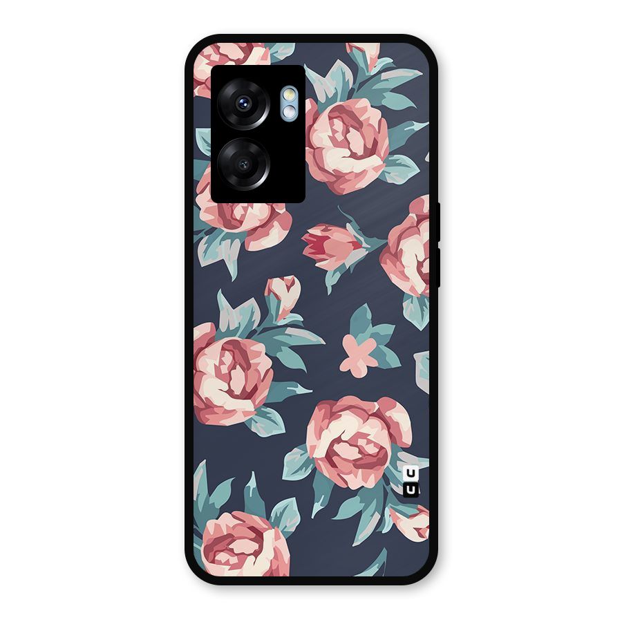 Flowers Painting Metal Back Case for Oppo K10 (5G)