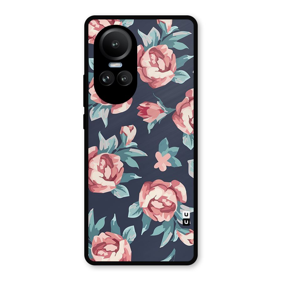 Flowers Painting Metal Back Case for Oppo Reno10 Pro