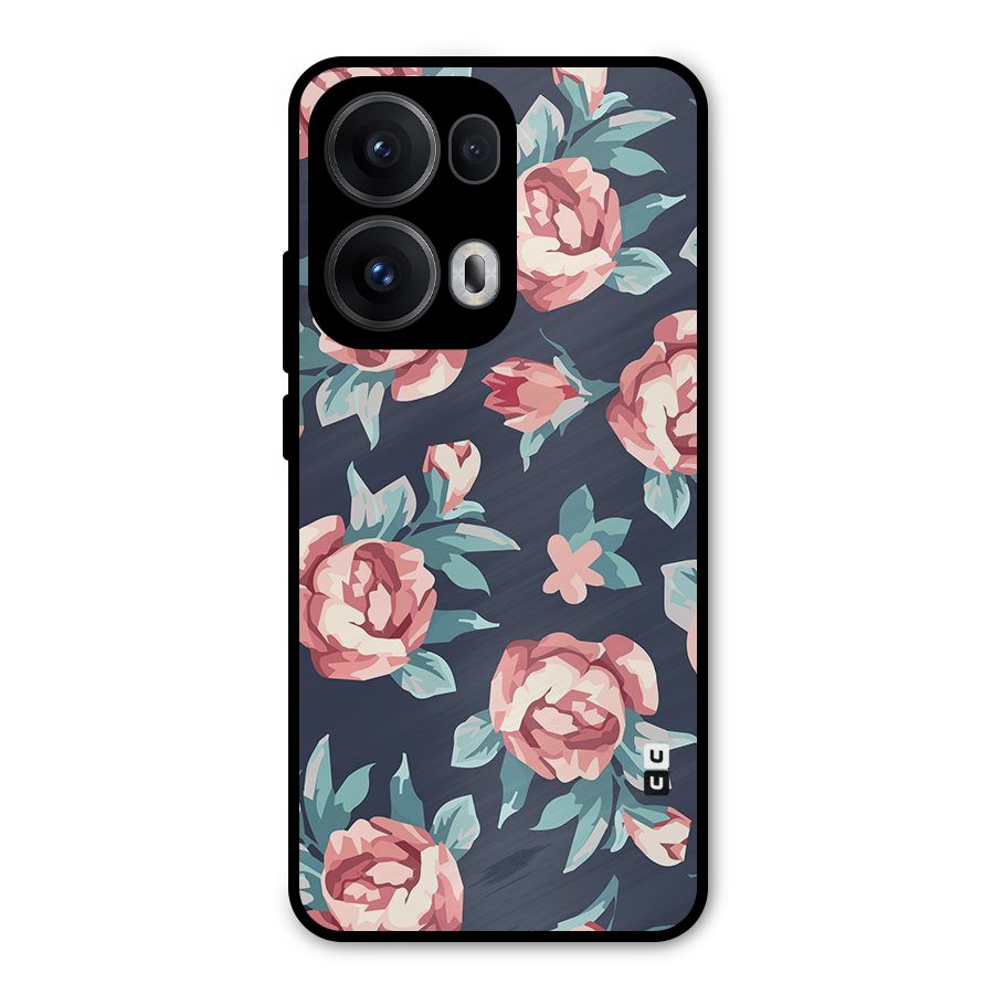 Flowers Painting Metal Back Case for Oppo Reno13 Pro