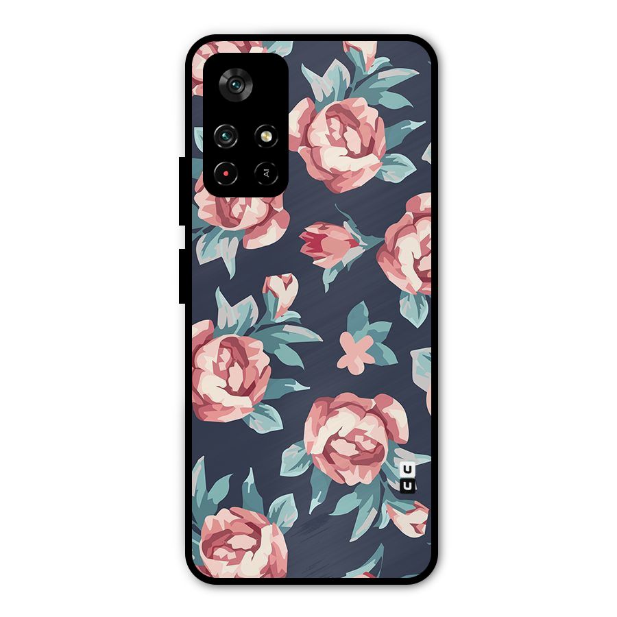 Flowers Painting Metal Back Case for Poco M4 Pro 5G