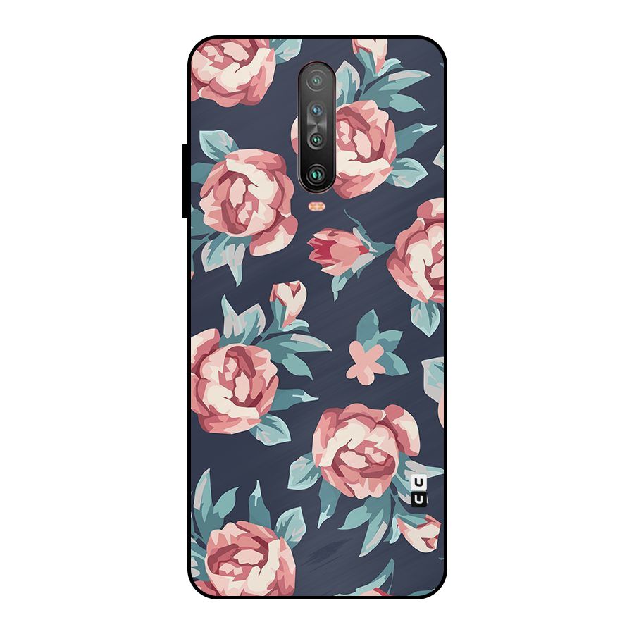 Flowers Painting Metal Back Case for Poco X2