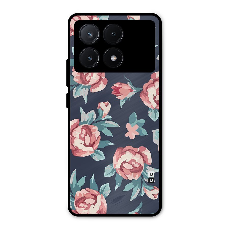 Flowers Painting Metal Back Case for Poco X6 Pro