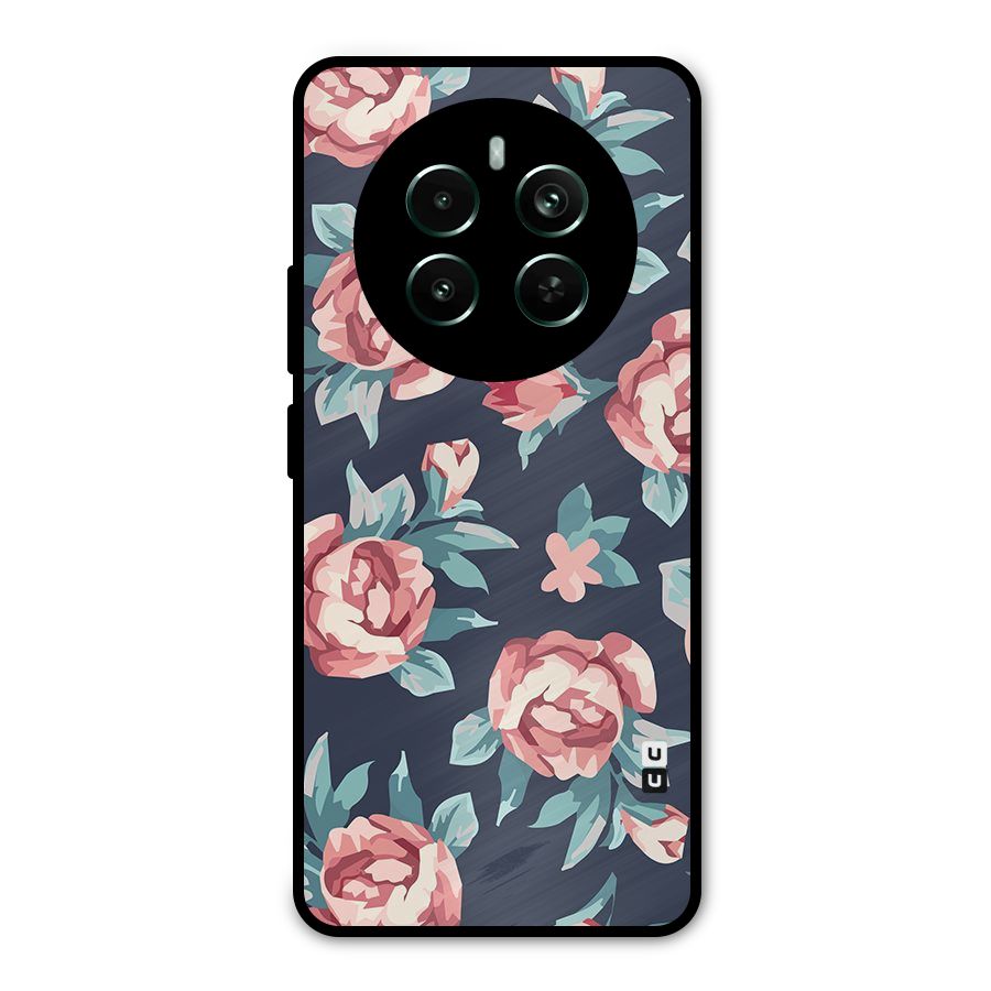 Flowers Painting Metal Back Case for Realme 12 Pro Plus