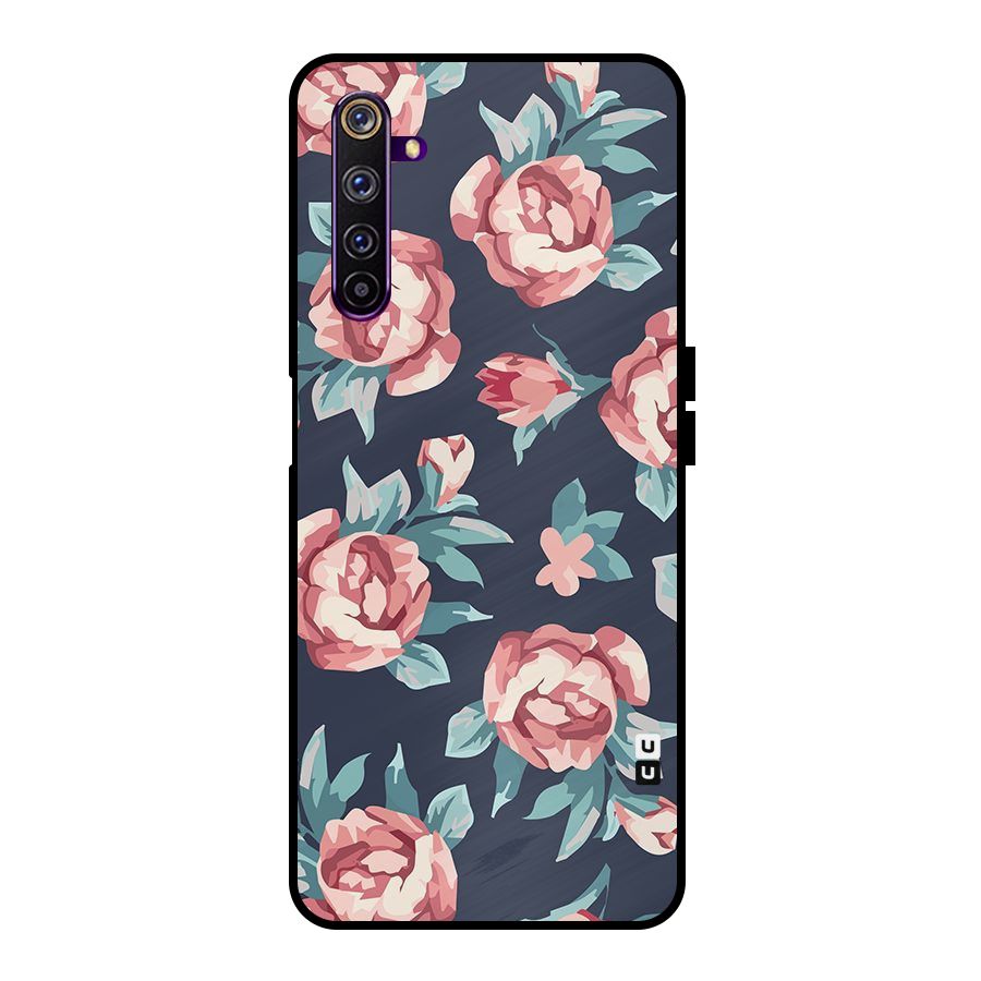 Flowers Painting Metal Back Case for Realme 6 Pro