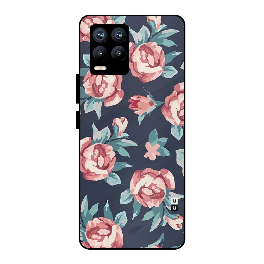 Flowers Painting Metal Back Case for Realme 8 Pro