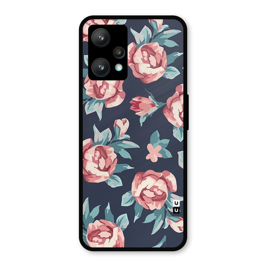 Flowers Painting Metal Back Case for Realme 9 Pro Plus 5G