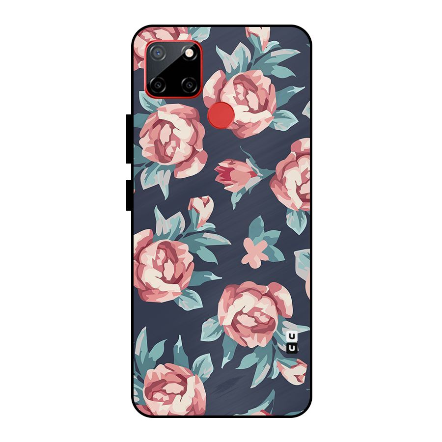 Flowers Painting Metal Back Case for Realme C12