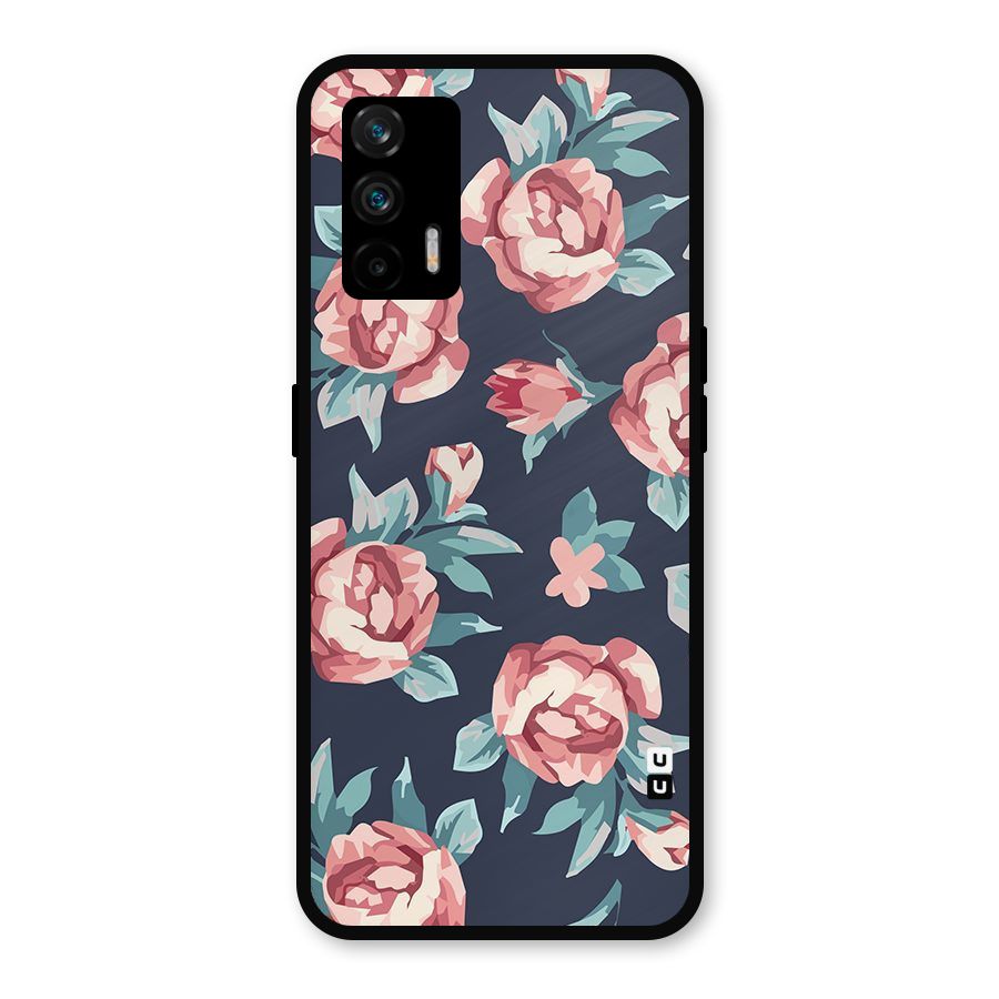 Flowers Painting Metal Back Case for Realme GT 5G