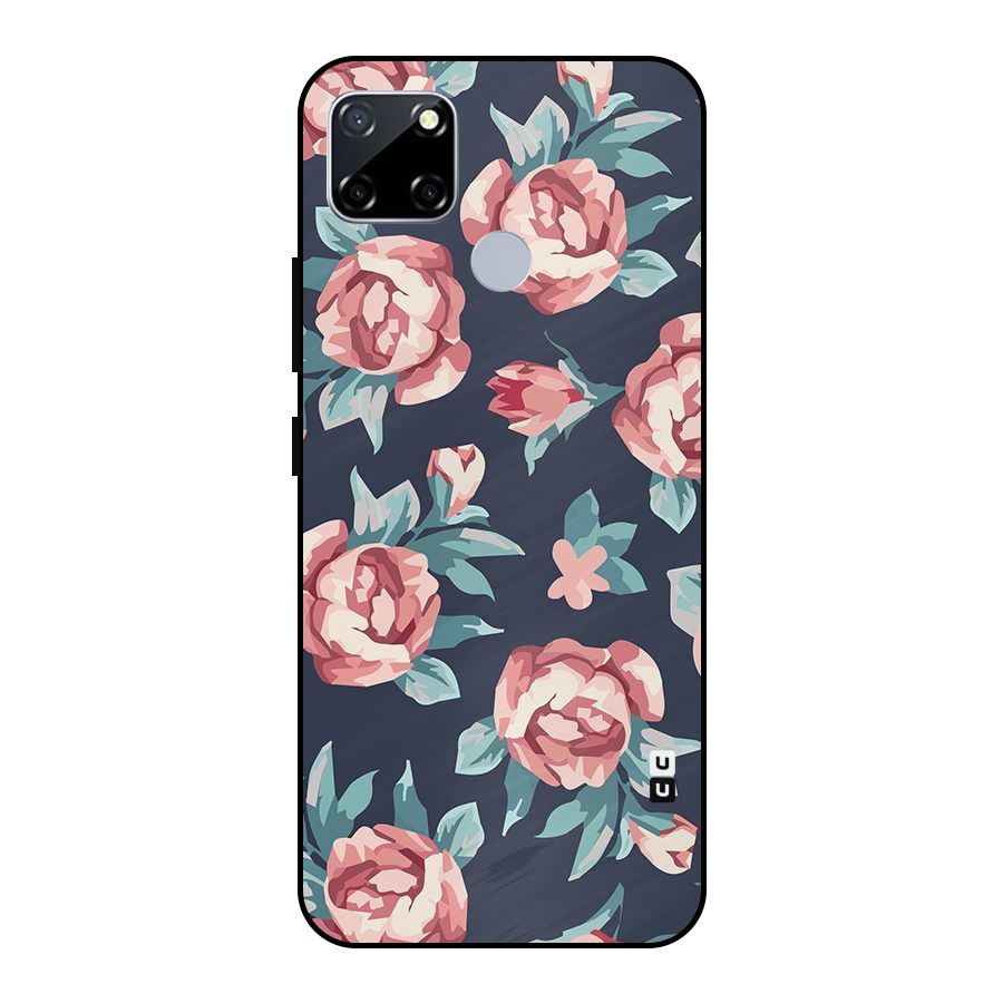 Flowers Painting Metal Back Case for Realme Narzo 20