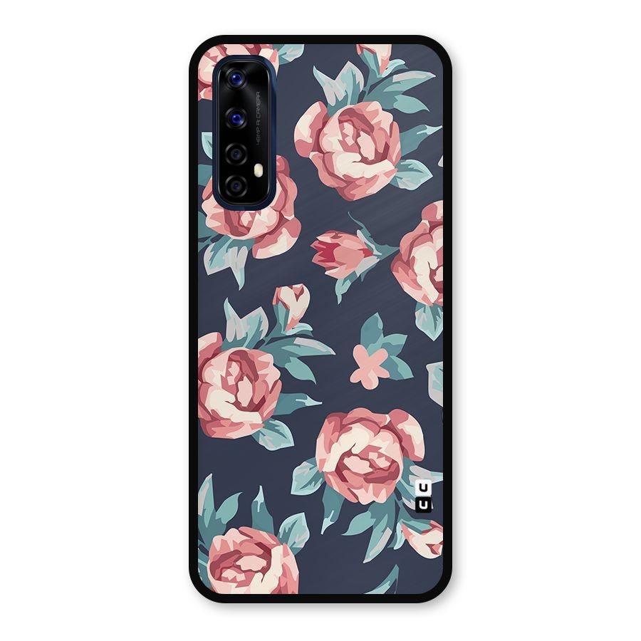Flowers Painting Metal Back Case for Realme Narzo 20 Pro