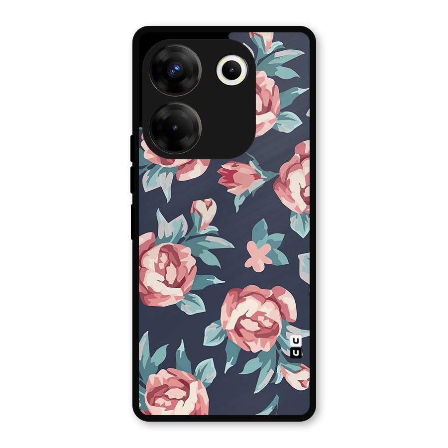 Flowers Painting Metal Back Case for Tecno Camon 20