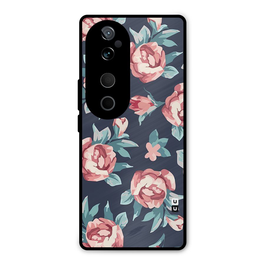 Flowers Painting Metal Back Case for Vivo T3 Ultra