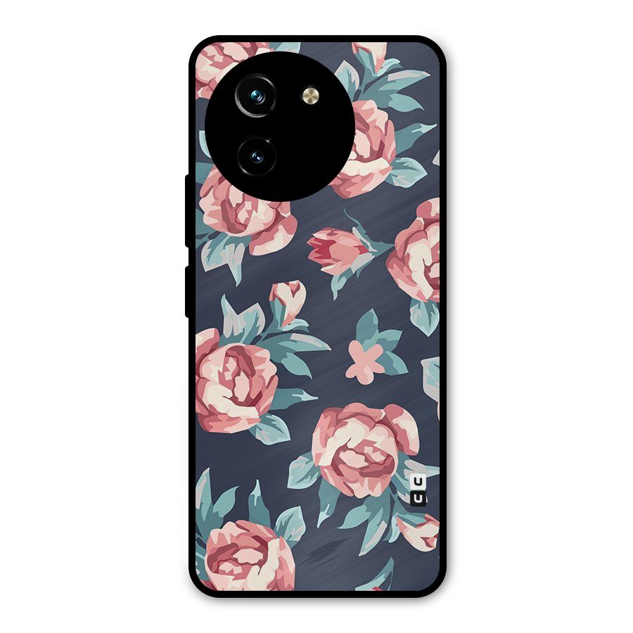 Flowers Painting Metal Back Case for Vivo T3x