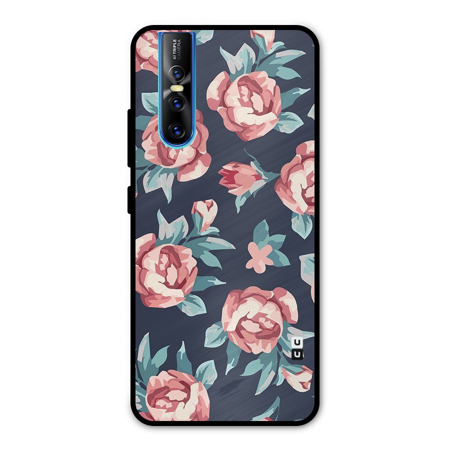 Flowers Painting Metal Back Case for Vivo V15 Pro