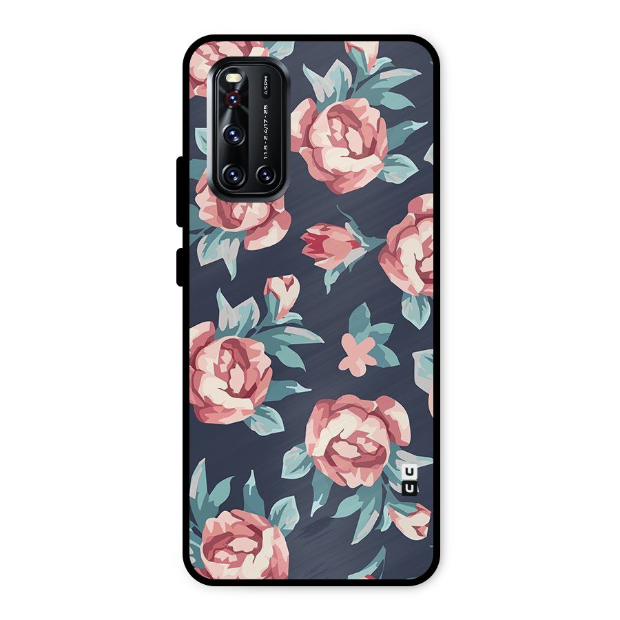 Flowers Painting Metal Back Case for Vivo V19