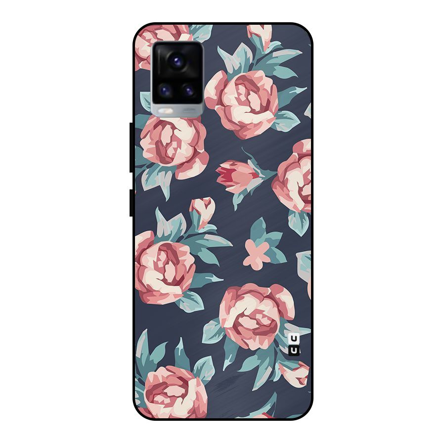 Flowers Painting Metal Back Case for Vivo V20 2021