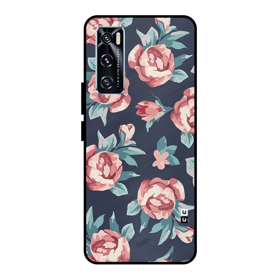 Flowers Painting Metal Back Case for Vivo V20 SE