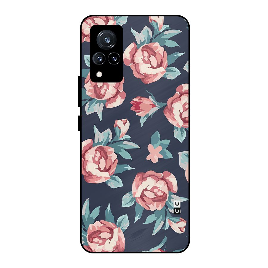 Flowers Painting Metal Back Case for Vivo V21 5G
