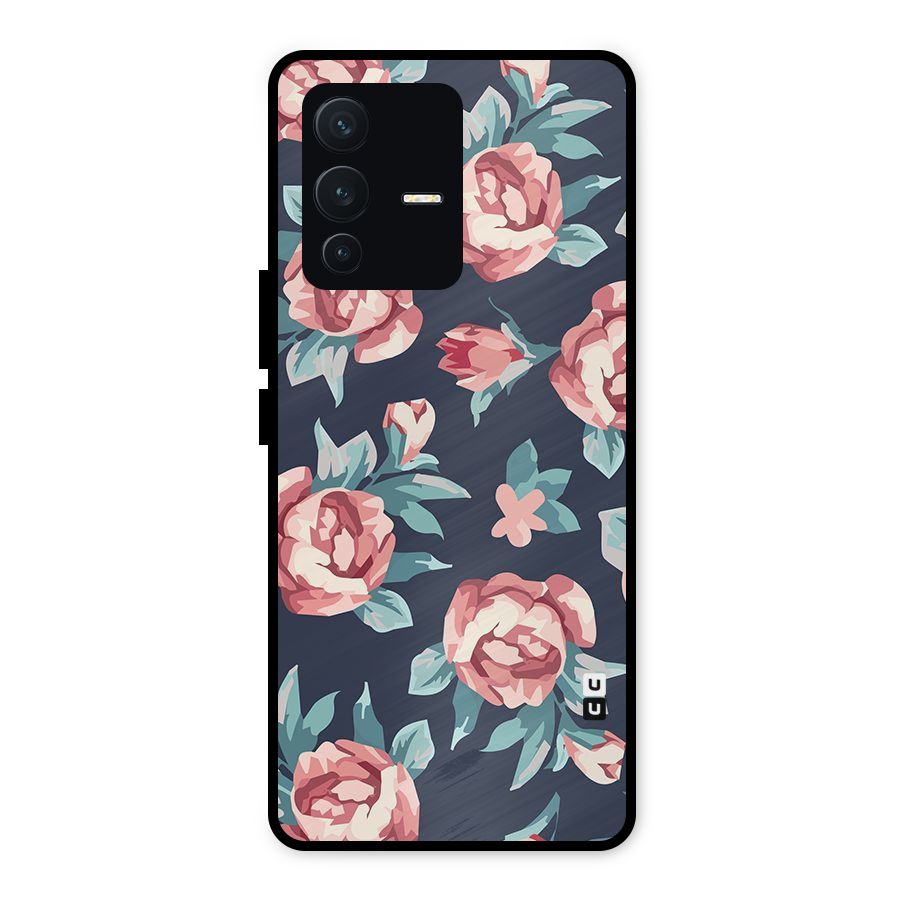 Flowers Painting Metal Back Case for Vivo V23 5G