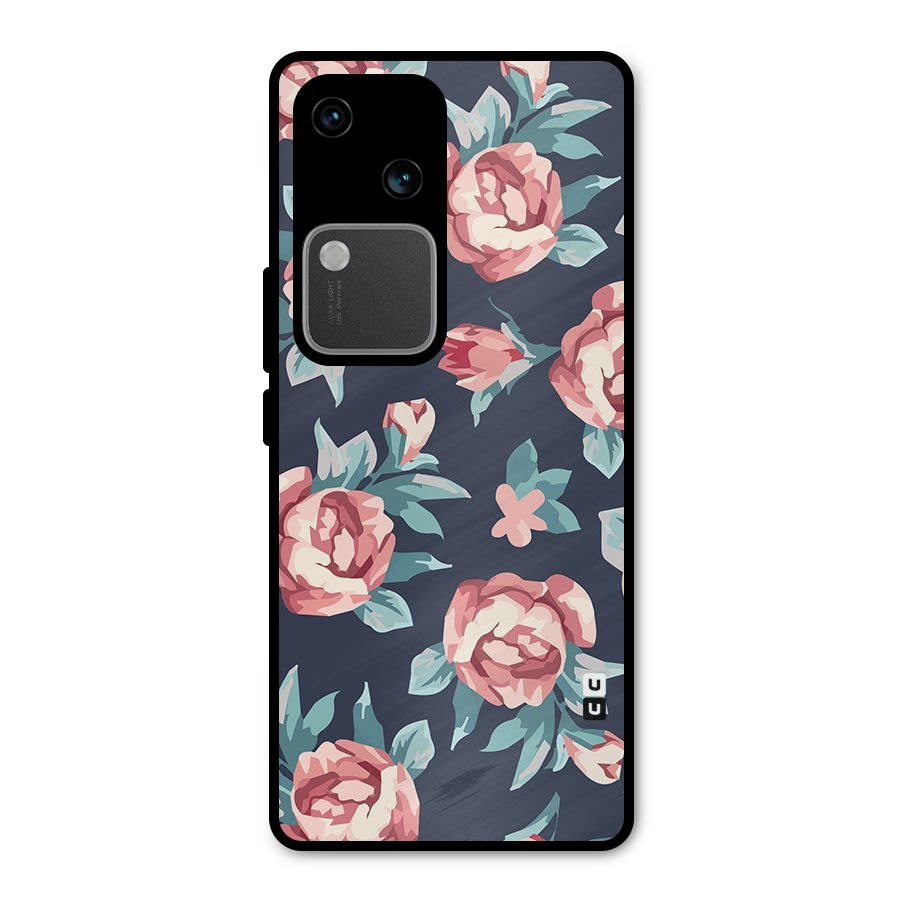 Flowers Painting Metal Back Case for Vivo V30