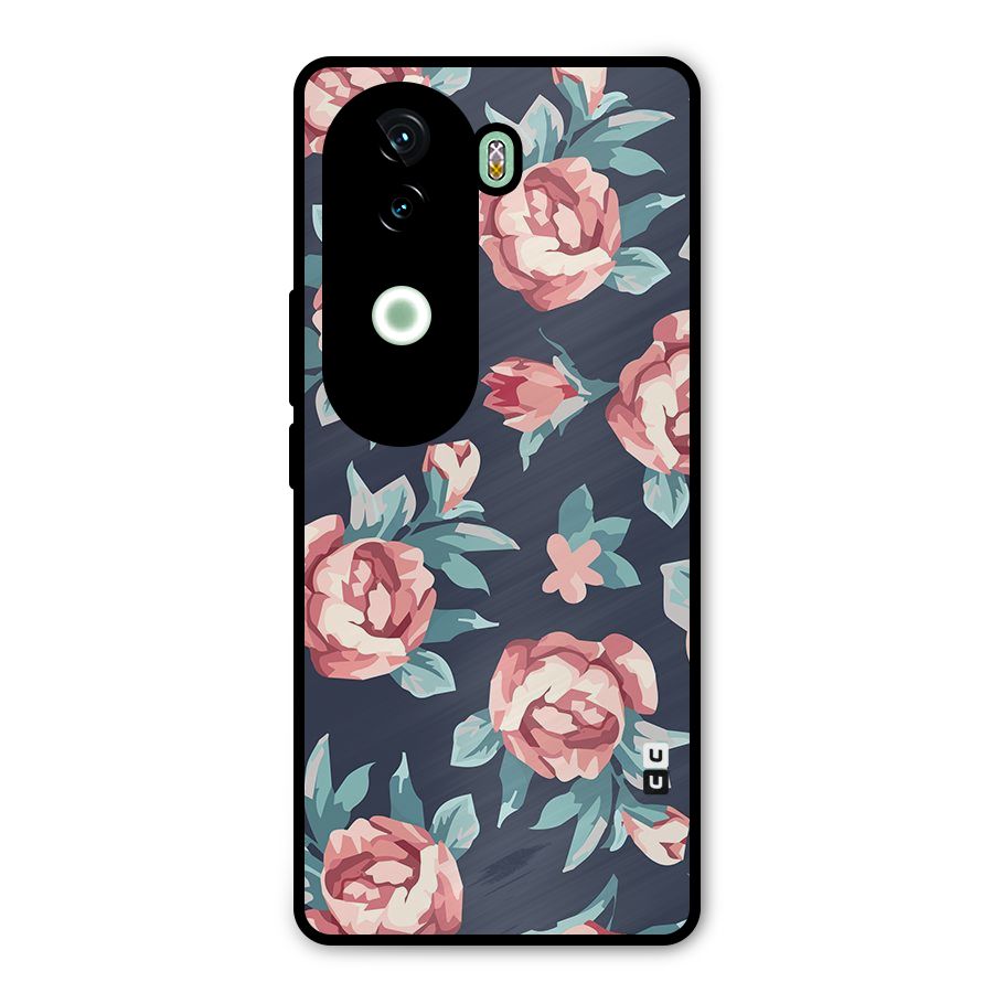 Flowers Painting Metal Back Case for Vivo V40e