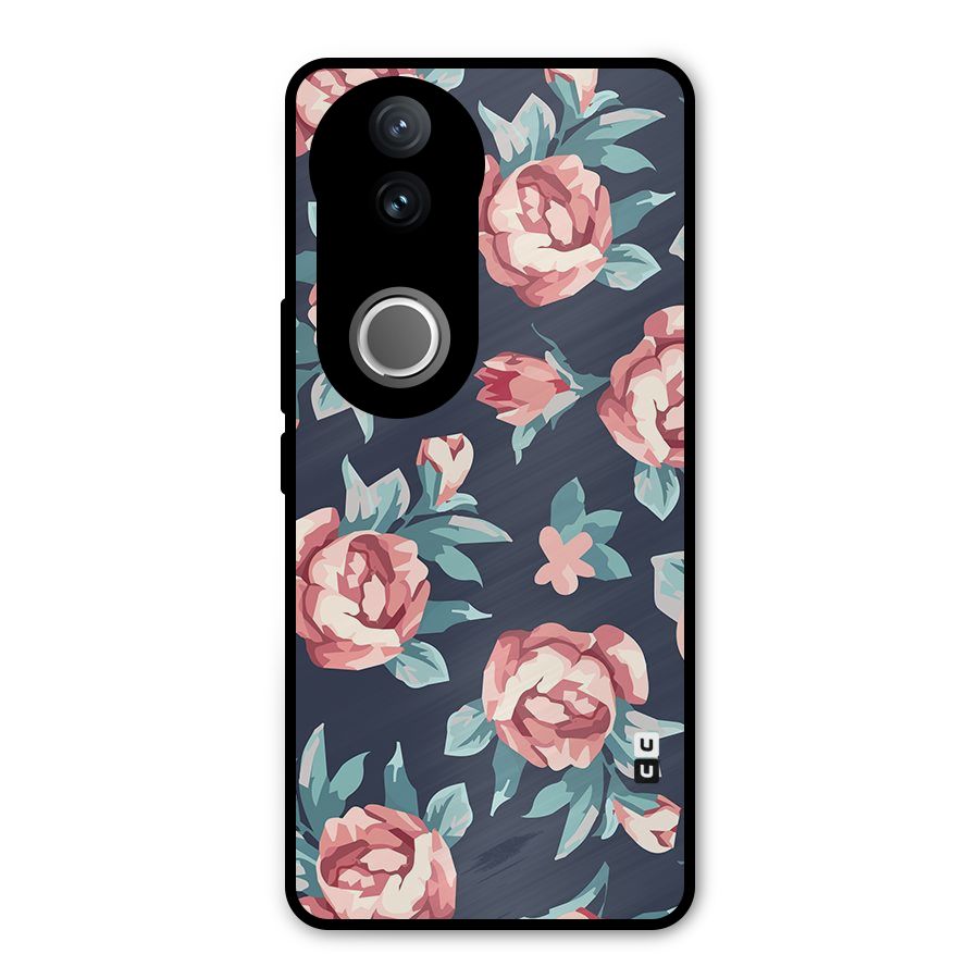 Flowers Painting Metal Back Case for Vivo V50