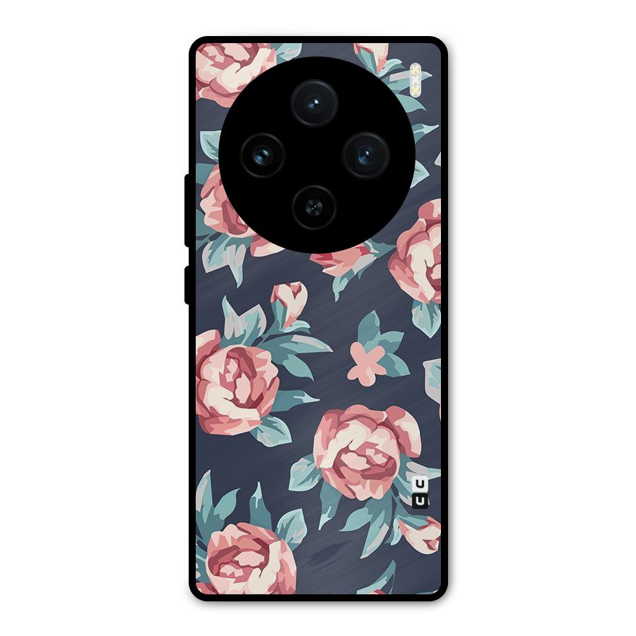 Flowers Painting Metal Back Case for Vivo X100