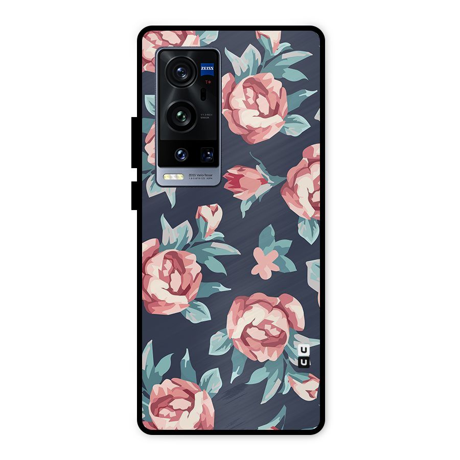 Flowers Painting Metal Back Case for Vivo X60 Pro Plus