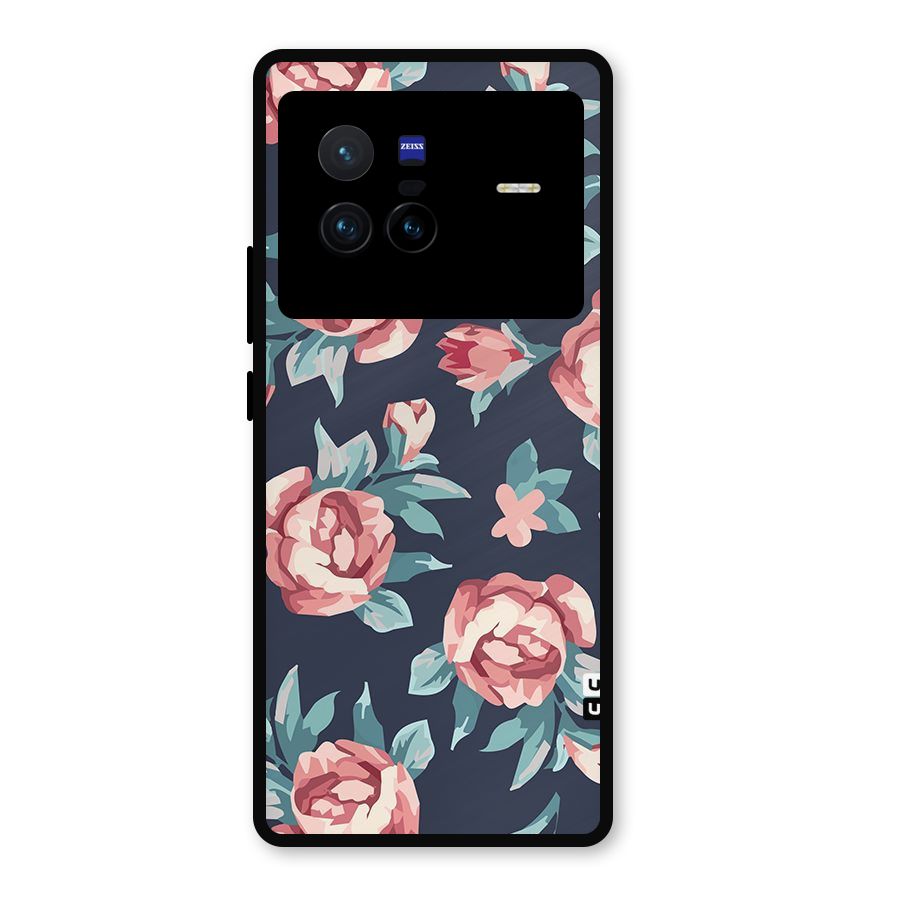 Flowers Painting Metal Back Case for Vivo X80