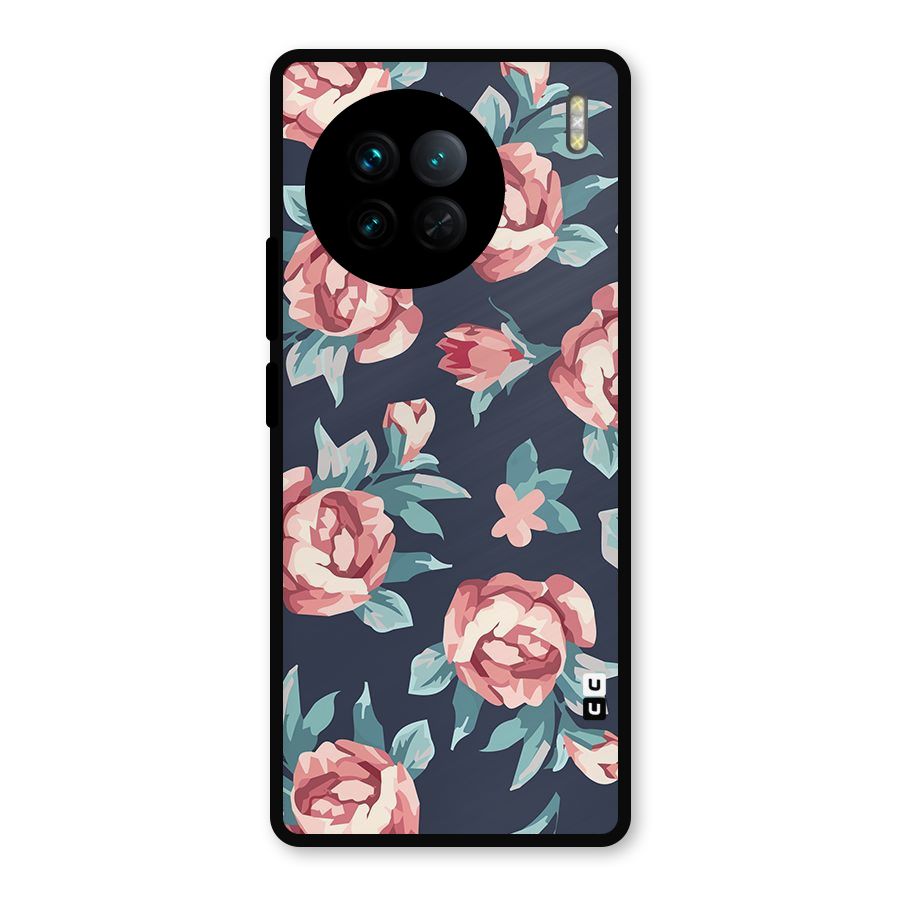 Flowers Painting Metal Back Case for Vivo X90